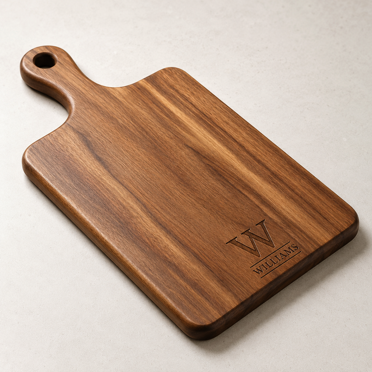 Custom laser engraving on a customer-supplied timber cutting board
