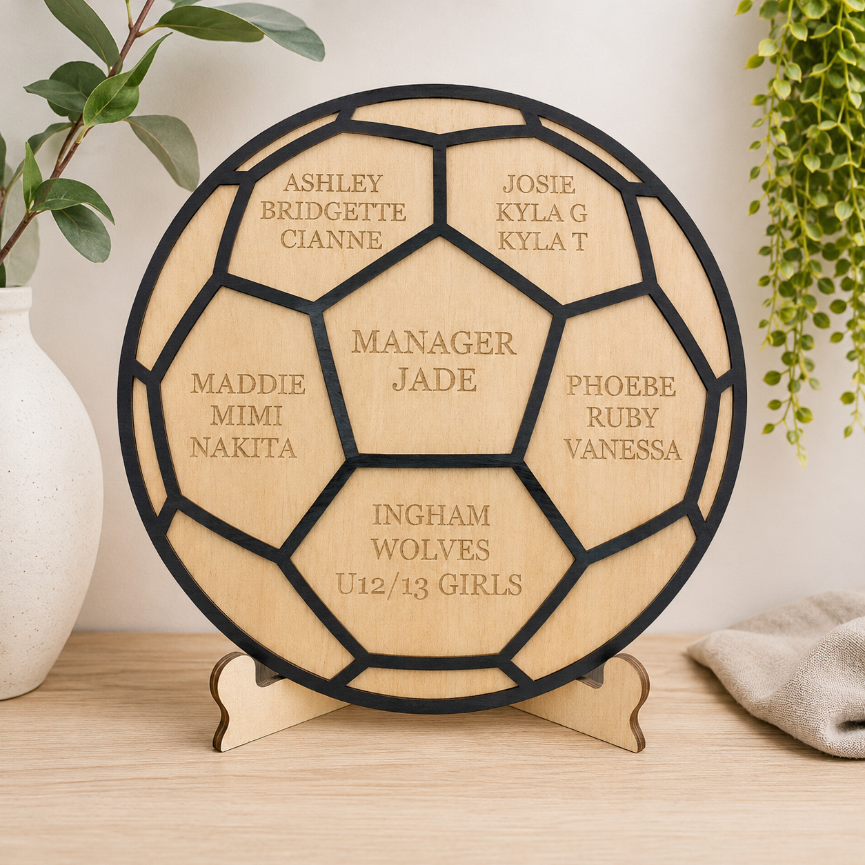 Personalised soccer coach and team manager thank-you plaque