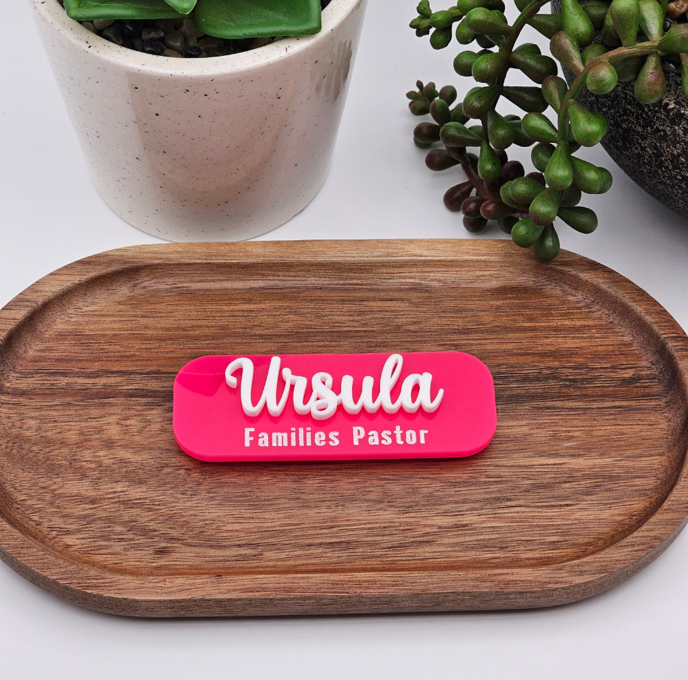 Personalised Acrylic Name Badges – Custom Staff, Teacher & Event Tags