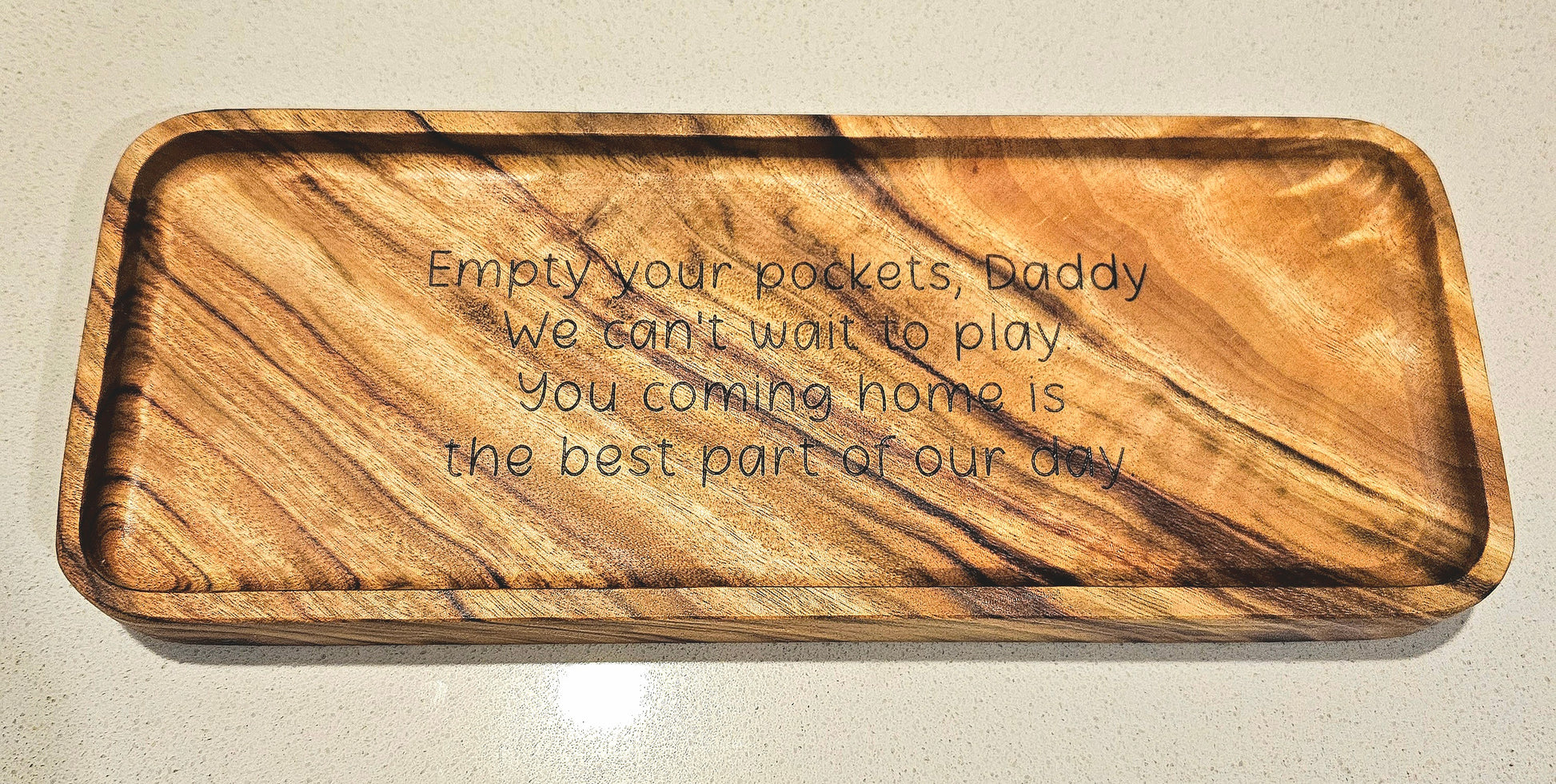 Personalised Wooden Pocket Tray – Daddy's Daily Reminder