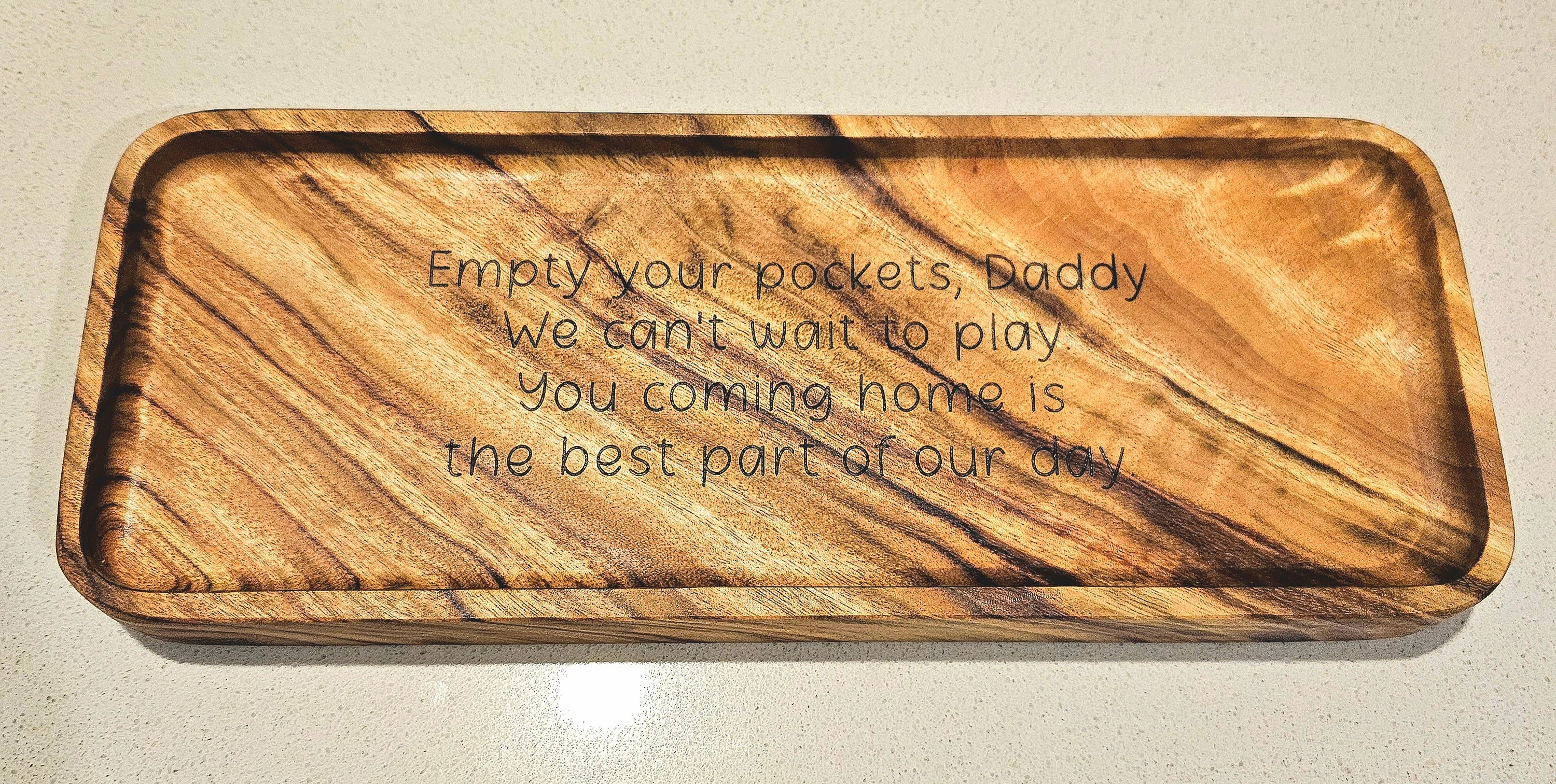 Personalised Wooden Pocket Tray – Daddy's Daily Reminder