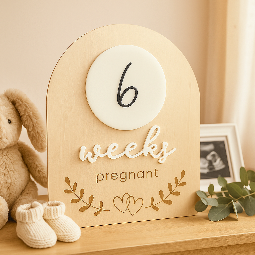 Personalised Wooden Pregnancy Milestone Sign – Weeks Pregnant Tracker