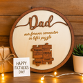 Personalised Wooden Puzzle Plaque for Dad – Custom Family Names Gift