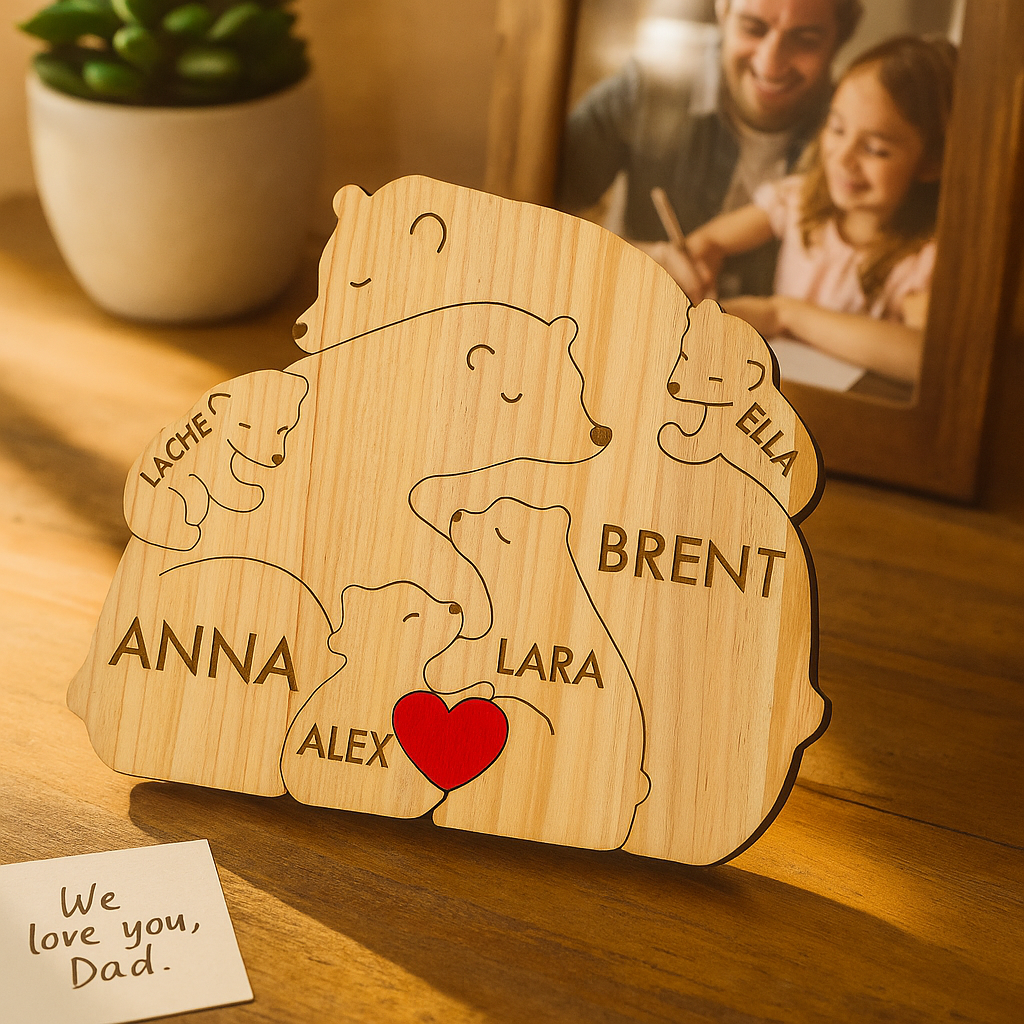 Personalised Wooden Animal Family Puzzle – Up to 6 Names