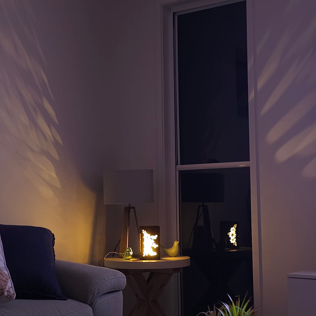 Custom Wooden LED Lightbox – USB Powered, Personalised Floral Design