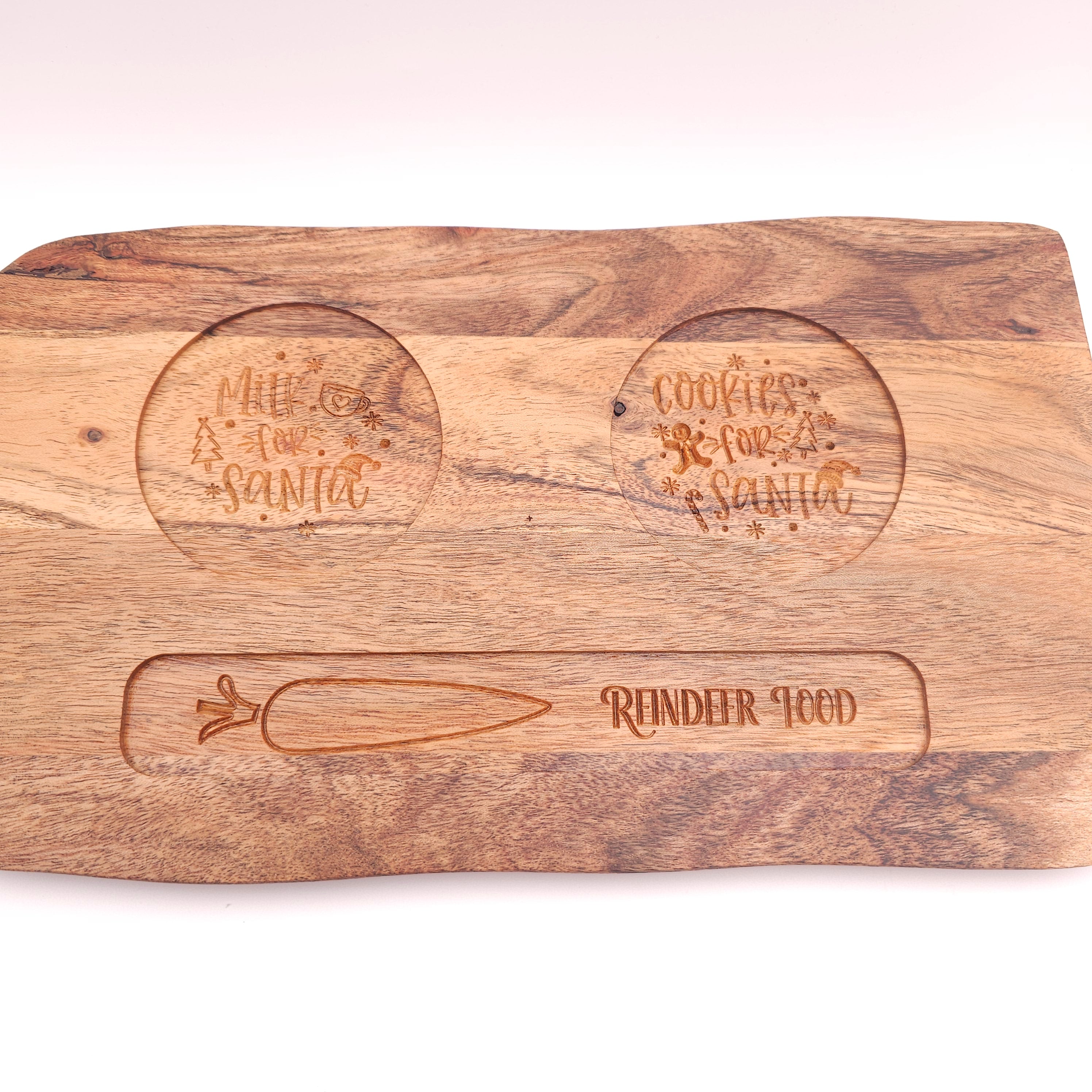 Santa Treat Board – Milk, Cookies & Reindeer Food Wooden Serving Board | Christmas Eve Tradition