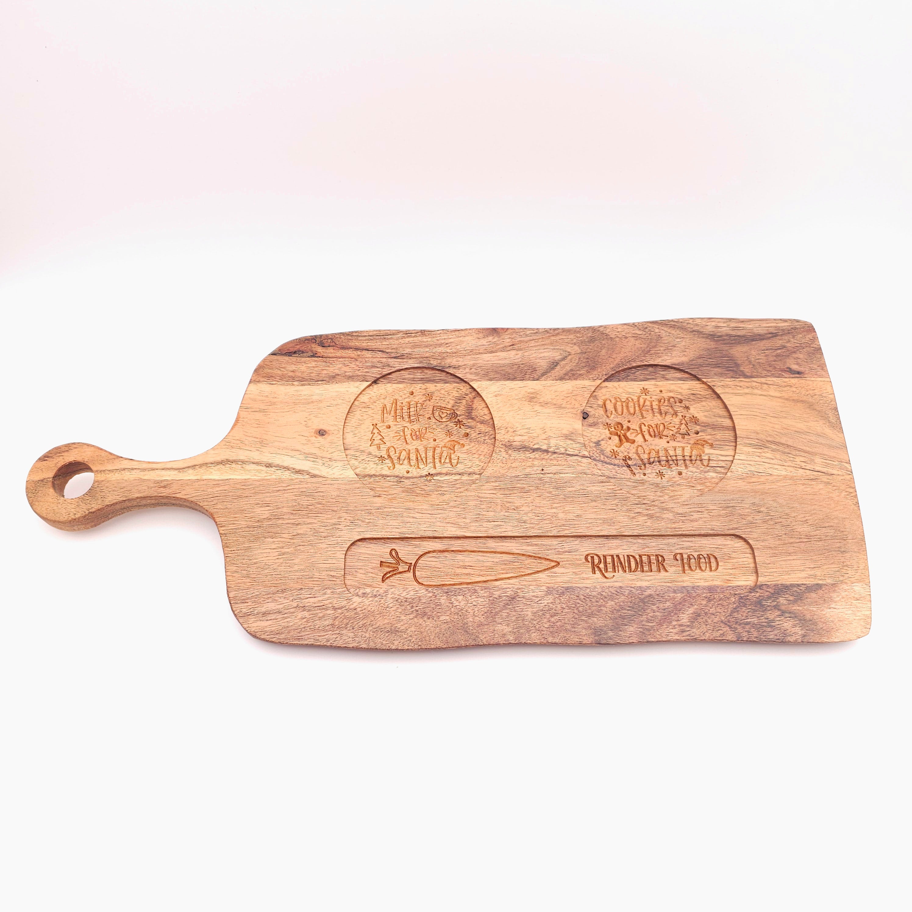 Santa Treat Board – Milk, Cookies & Reindeer Food Wooden Serving Board | Christmas Eve Tradition