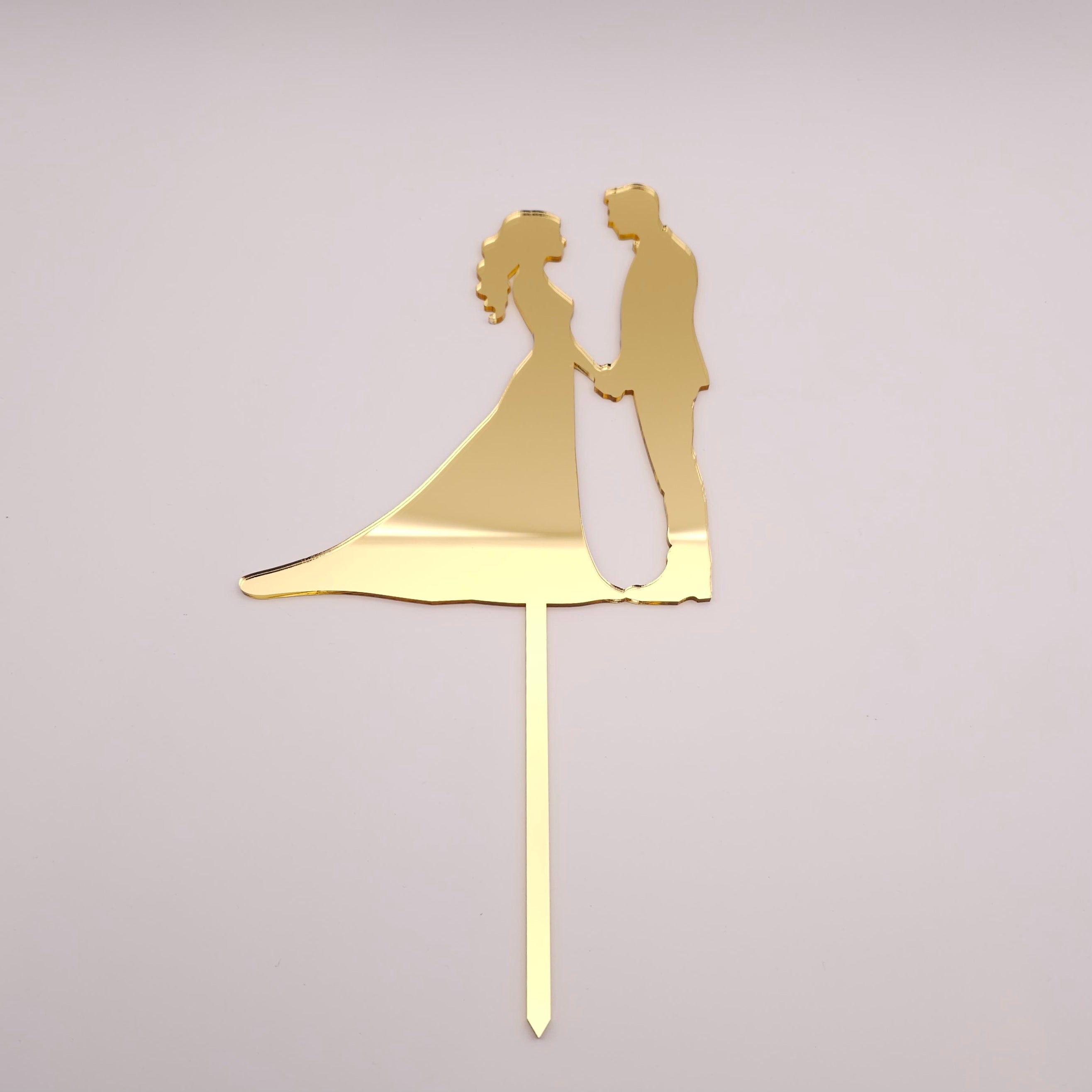 Gold Bride and Groom Wedding Cake Topper – Elegant Mirror Acrylic