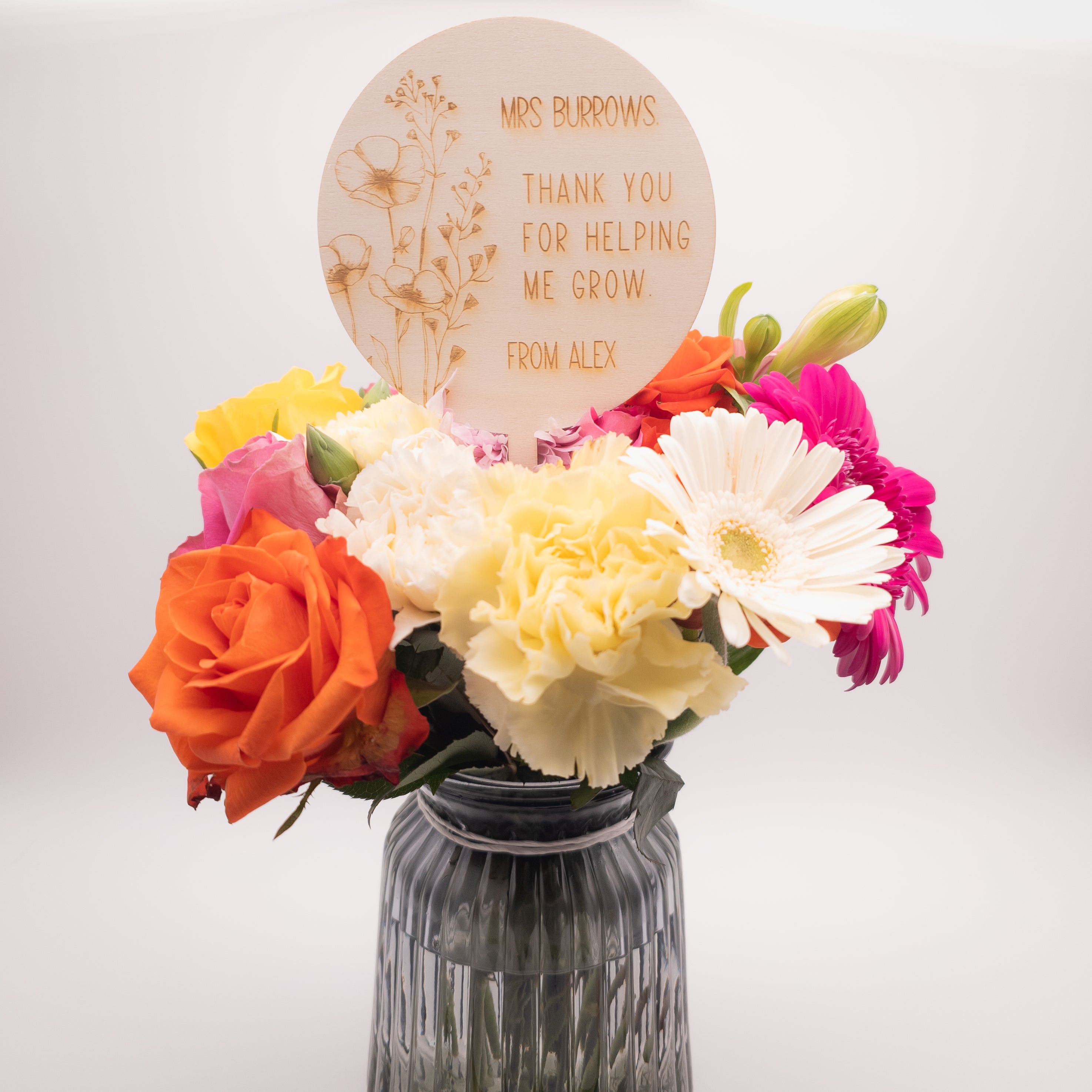 Personalised Teacher Plant Stake – "Thank You for Helping Me Grow"