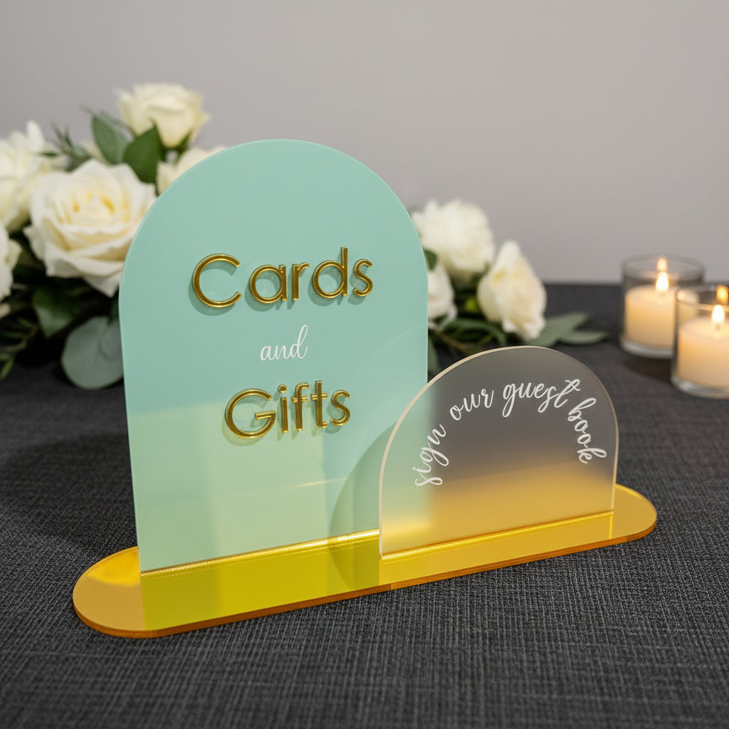 Wedding Table Sign - Cards & Gifts + Guest Book Arch Sign