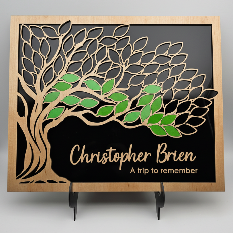 Memorial Tree Guest Book Sign – 50 x 40 cm, 80 Leaves & Keepsake Box