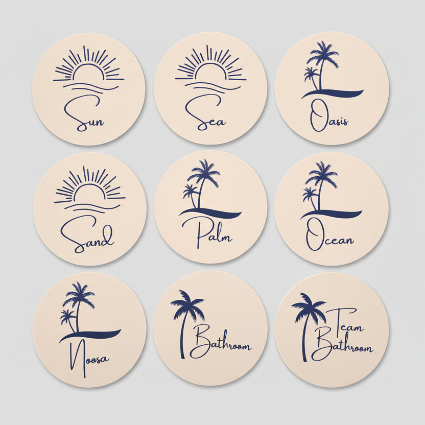 Set of round door signs