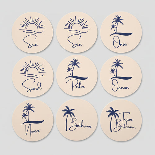 Set of round door signs