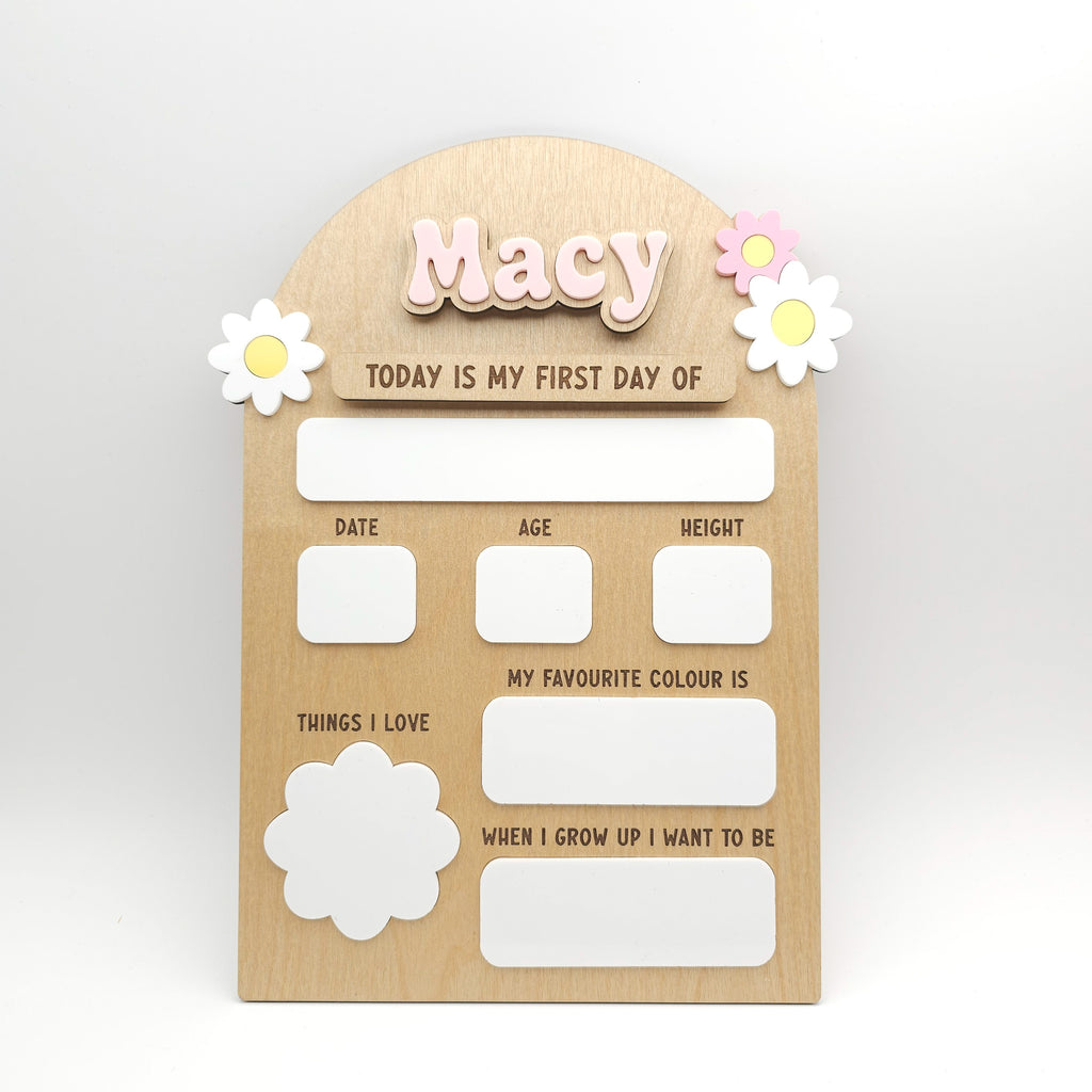 Personalised First & Last Day Milestone Board – Floral Theme