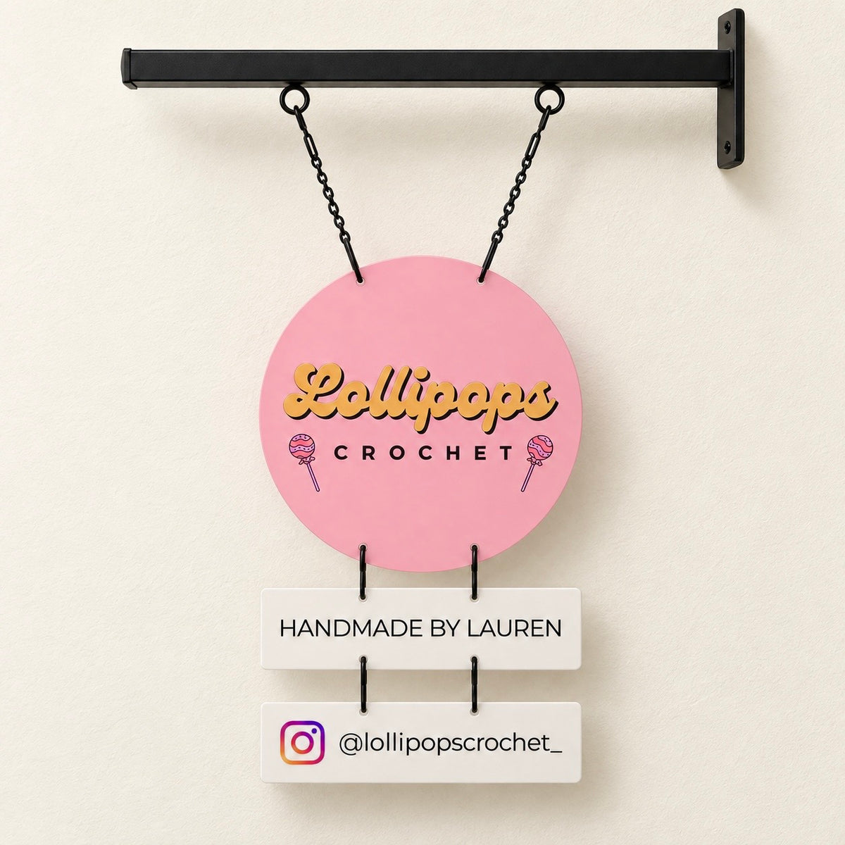 Double-Sided Custom Hanging Business Sign with Wall Bracket