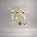 Gold '18' and 'Birthday' text on a gray background