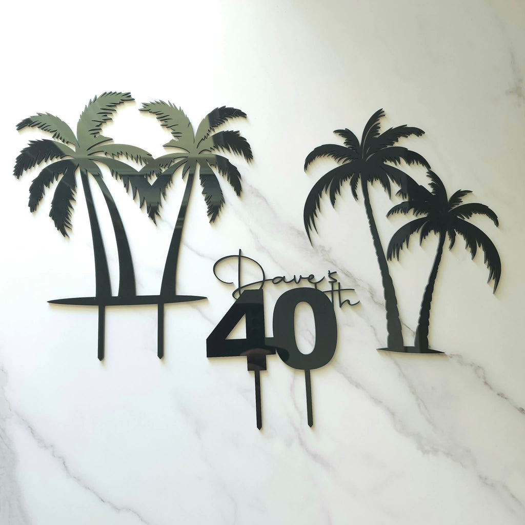 Personalised Palm Tree Cake Topper Set