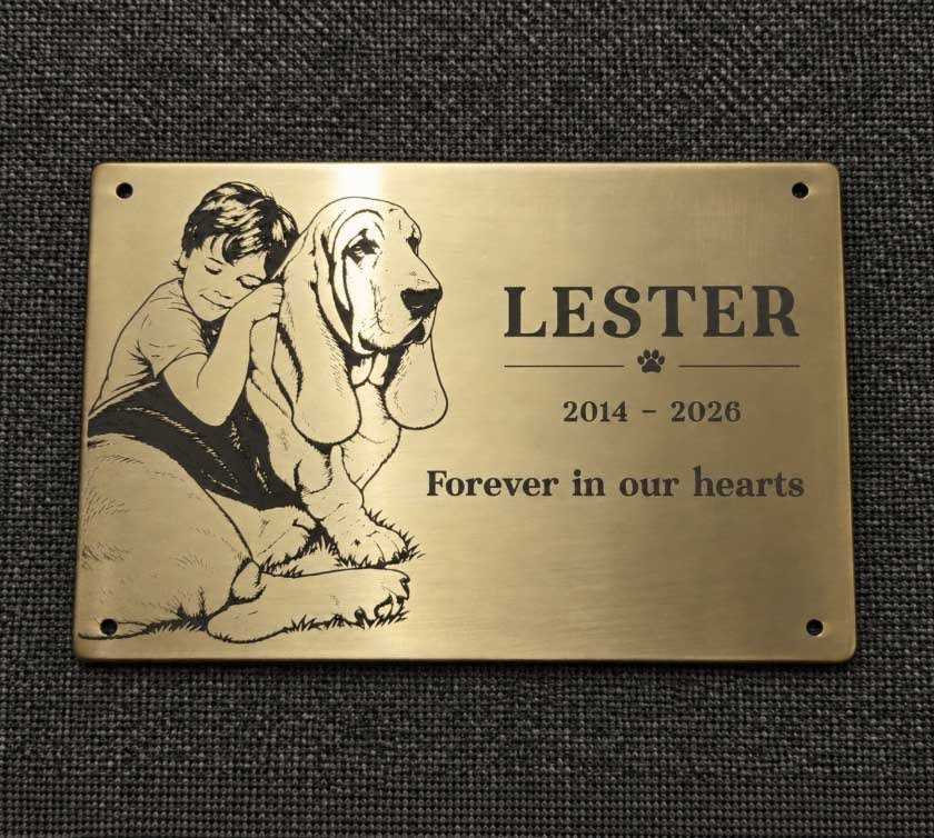 Premium Personalised Solid Brass Pet Memorial Plaque