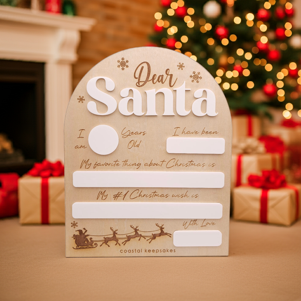 Dear Santa Reusable Christmas Board – Dry-Erase Kids Photo Prop