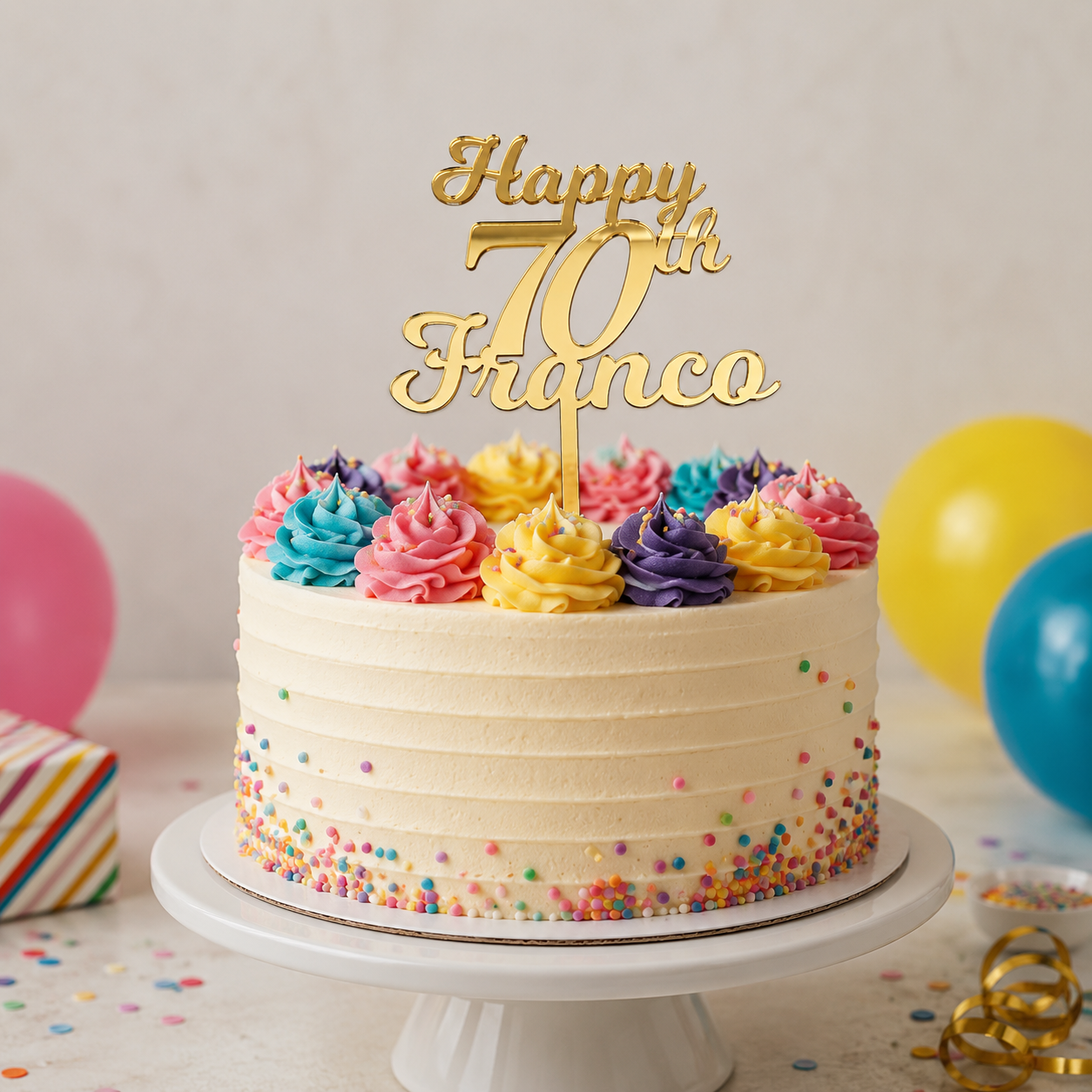 Premium Acrylic Birthday Cake Topper – Personalised Name & Age