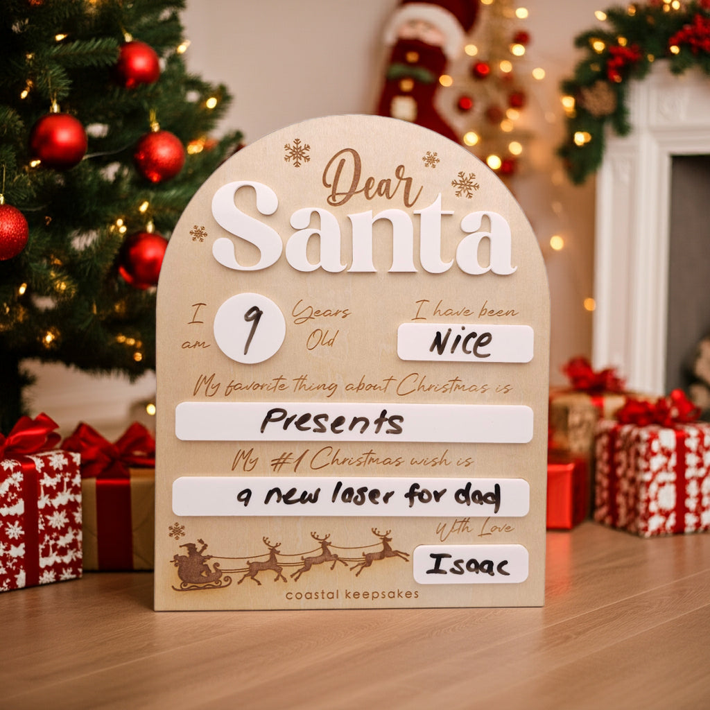 Dear Santa Reusable Christmas Board – Dry-Erase Kids Photo Prop