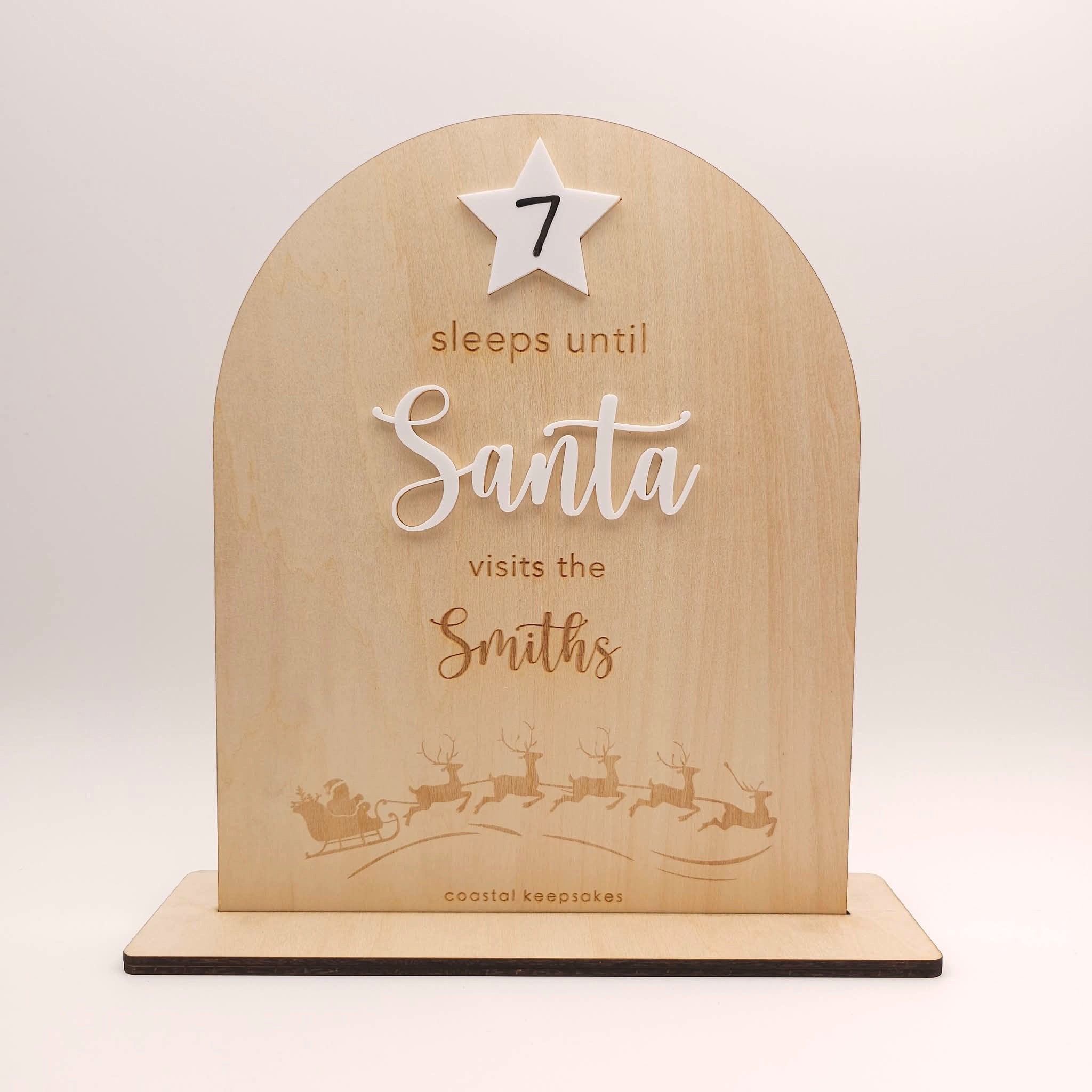 Personalised Santa Countdown Sign – Custom Family Christmas Décor
