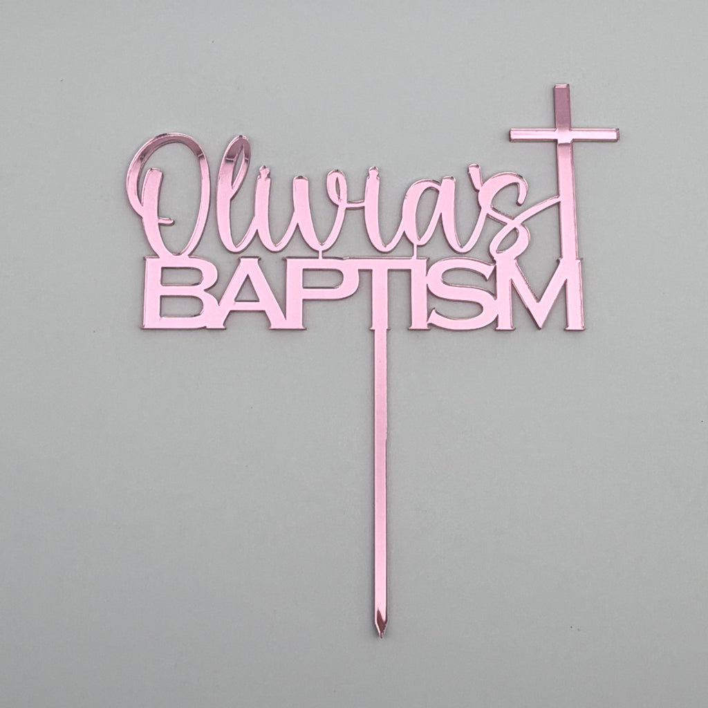 Personalised Baptism Cross Cake Topper