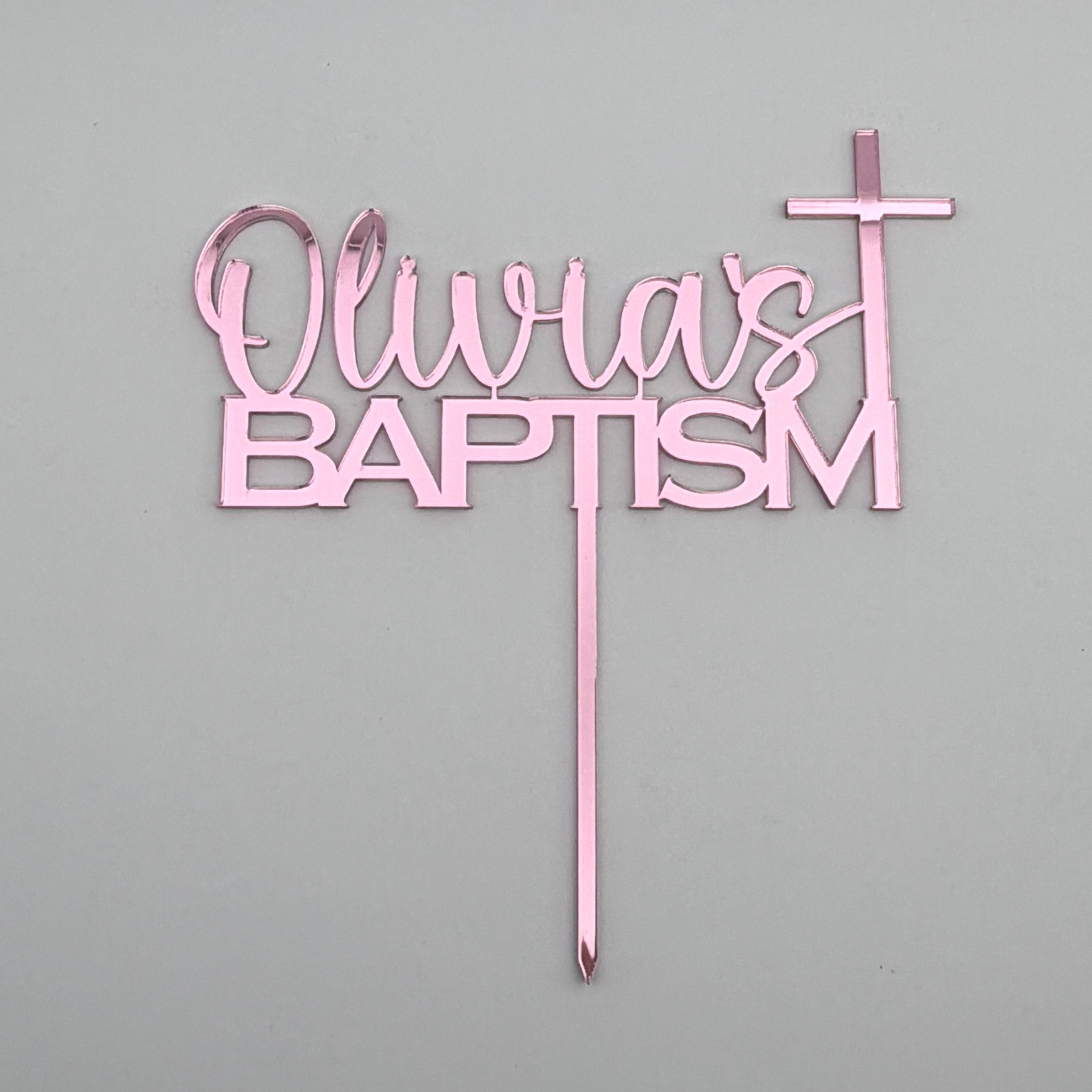 Personalised Baptism Cross Cake Topper
