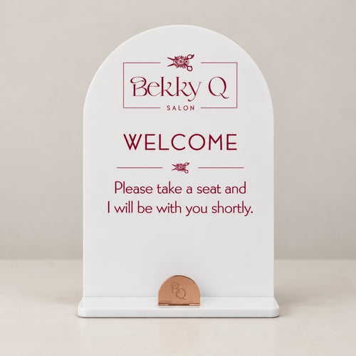 Acrylic Business Sign with Business Card Holder