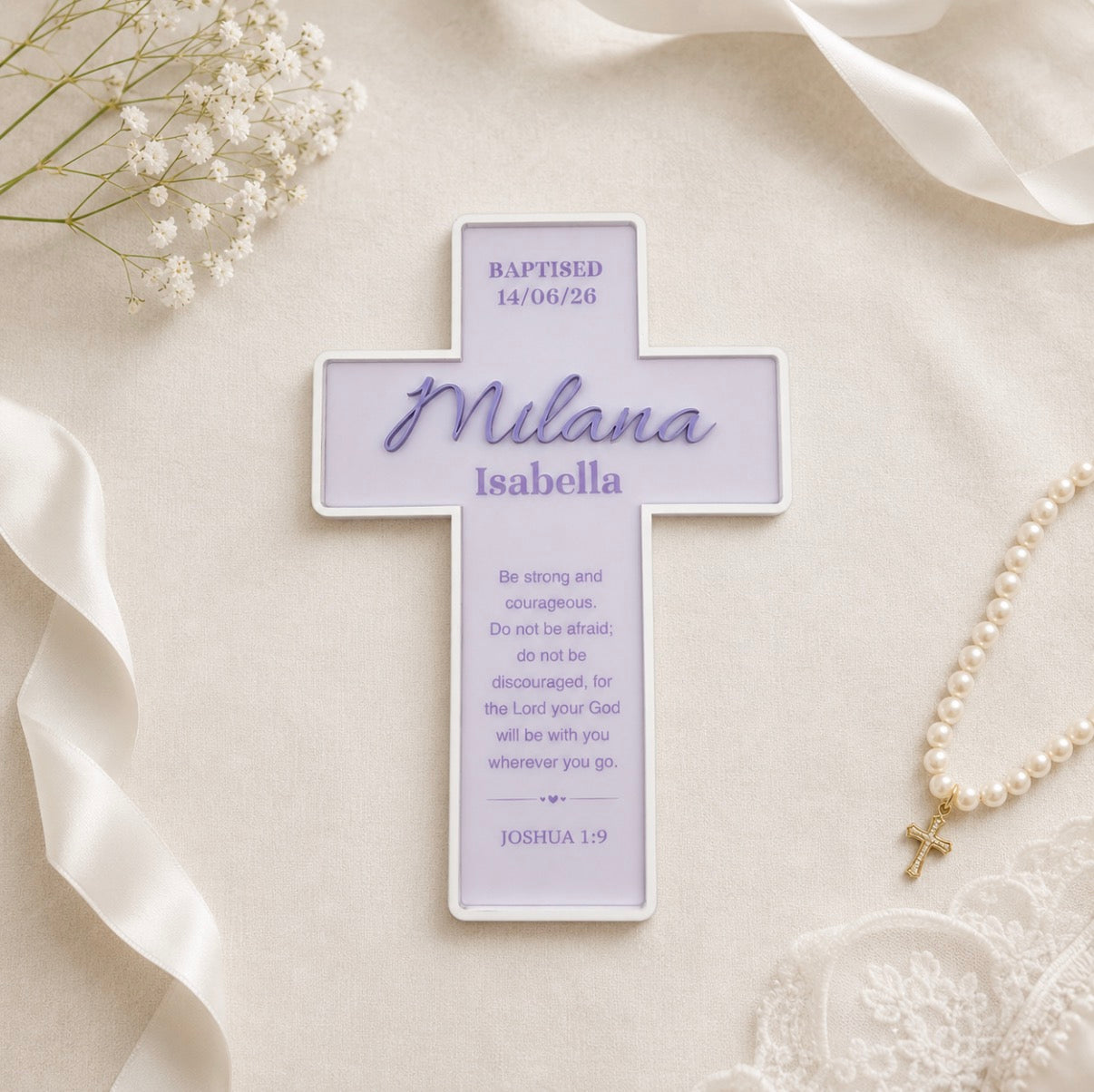 Personalised Modern Christening / Baptism Cross