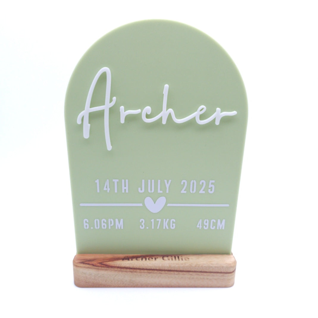 Personalised Birth Details Plaque