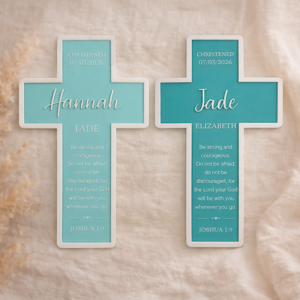 Personalised Modern Christening Cross