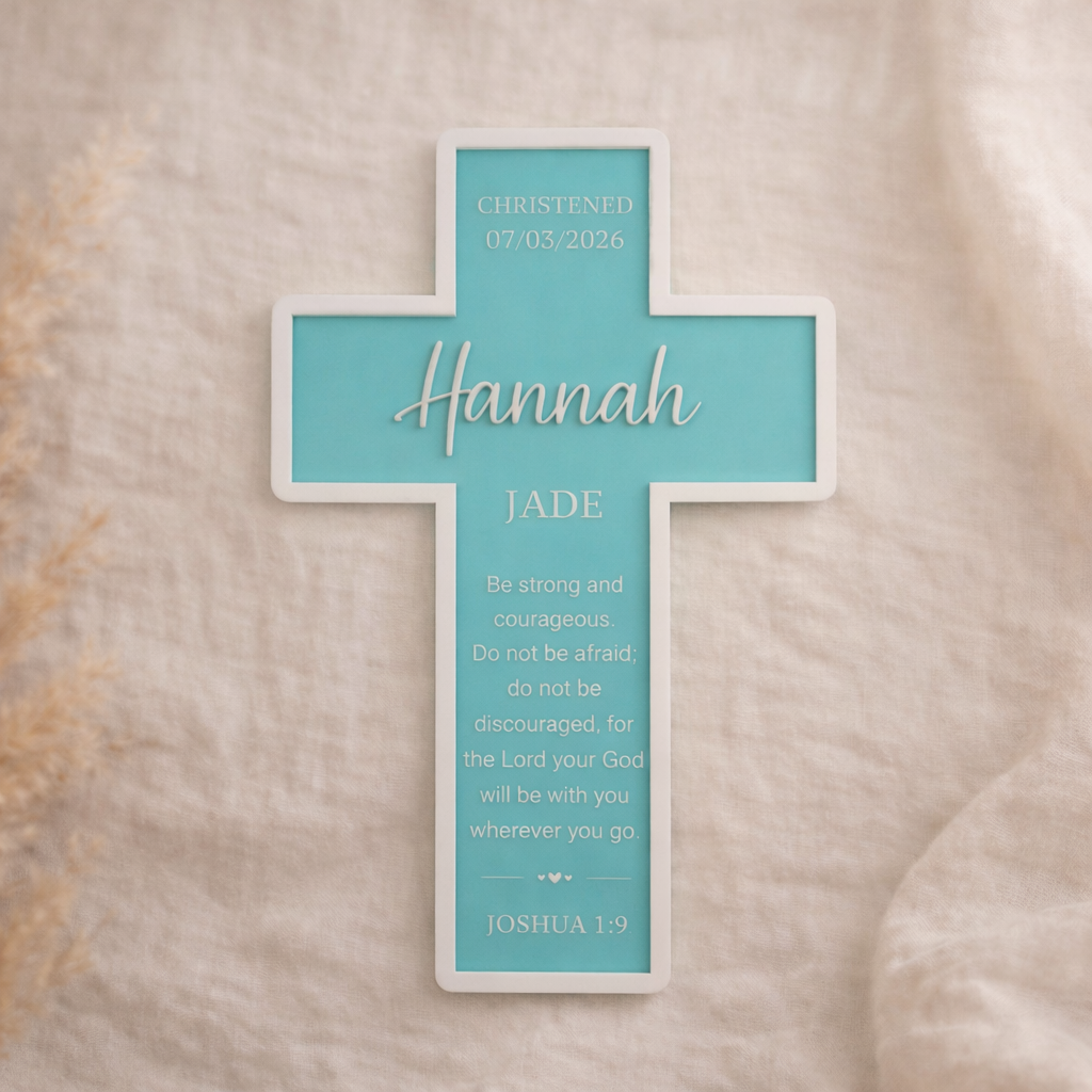 Personalised Modern Christening / Baptism Cross
