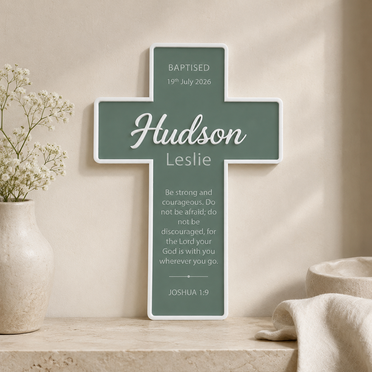 Personalised Modern Christening / Baptism Cross