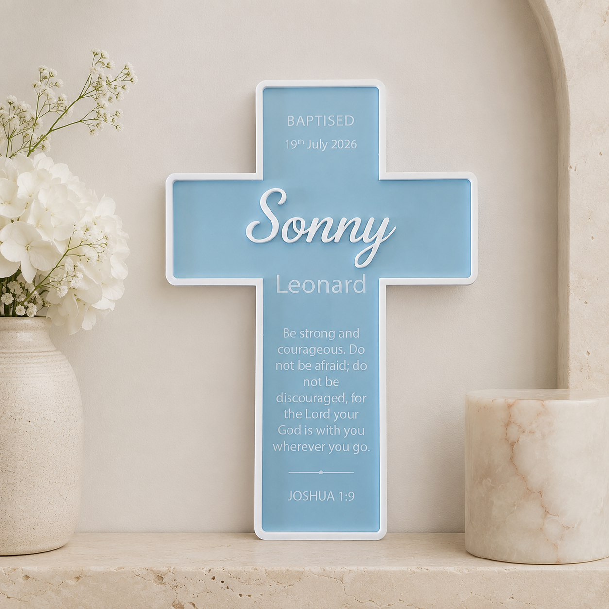 Personalised Modern Christening / Baptism Cross