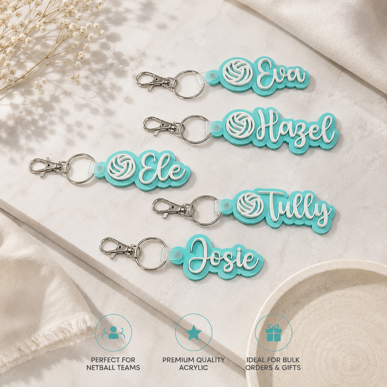 Personalised Netball Keyring