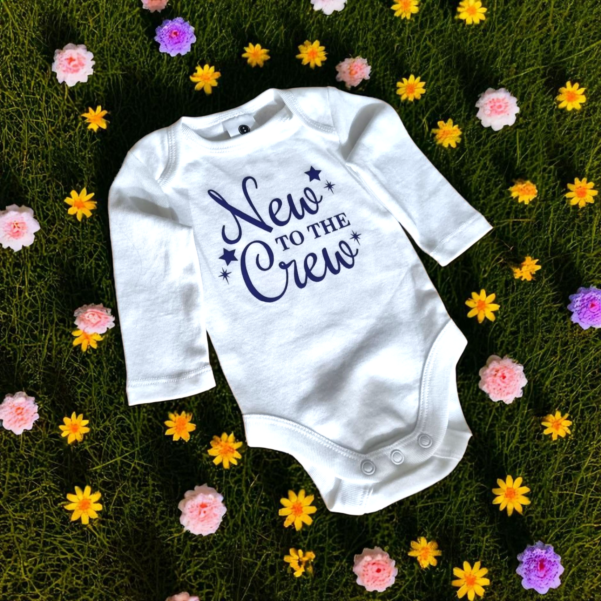 “New to the Crew” Baby Onesie – Long Sleeve