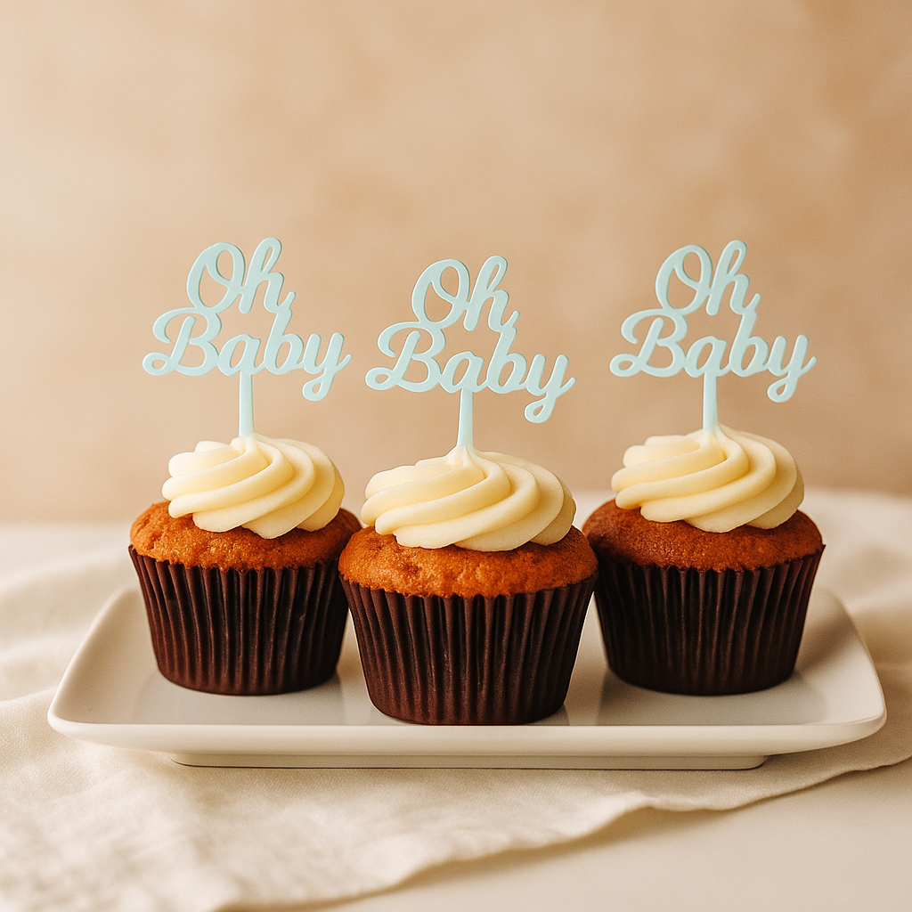 Oh Baby Cupcake Toppers – Set of 6 (Baby Shower Decoration)