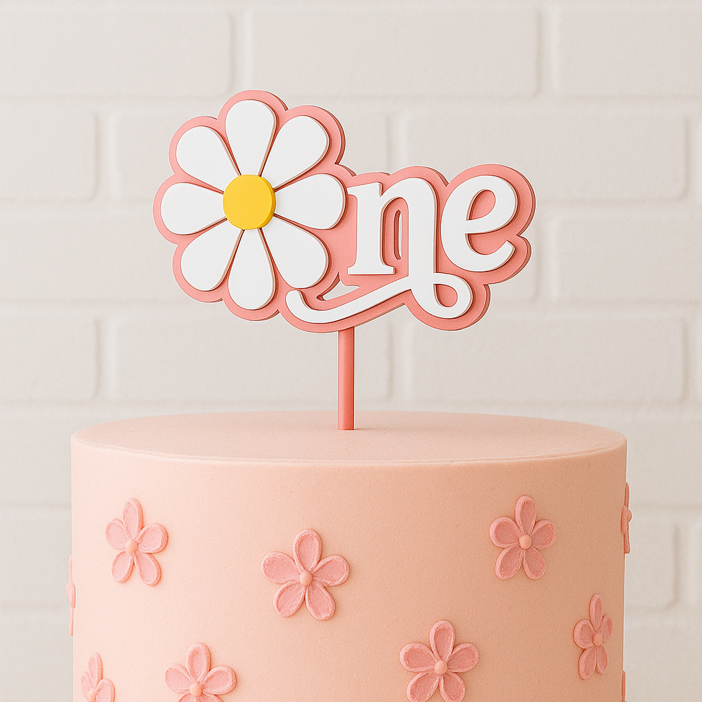 Daisy "One" Cake Topper – First Birthday Party Decoration