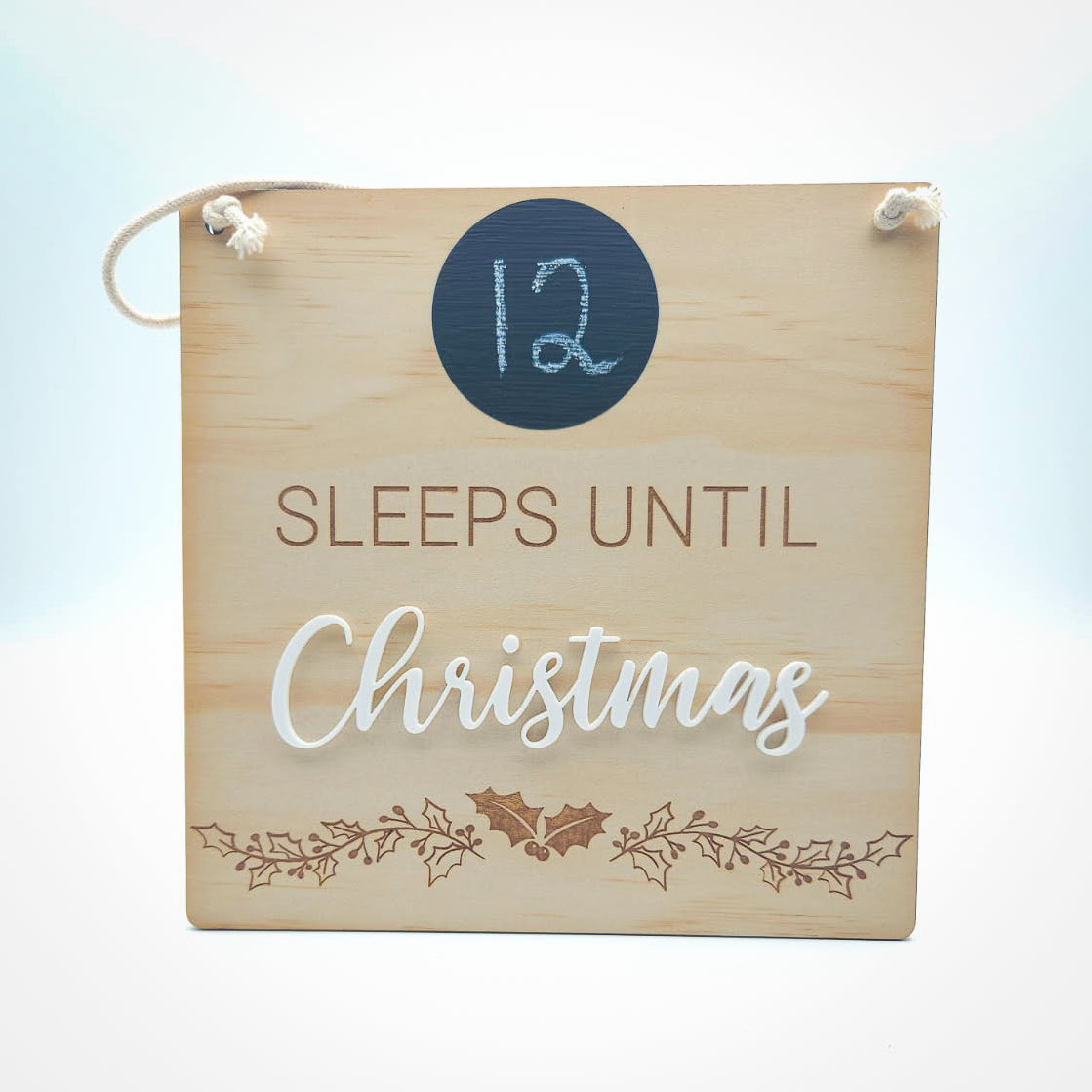 Wooden Christmas Countdown Sign – "Sleeps Until Christmas"