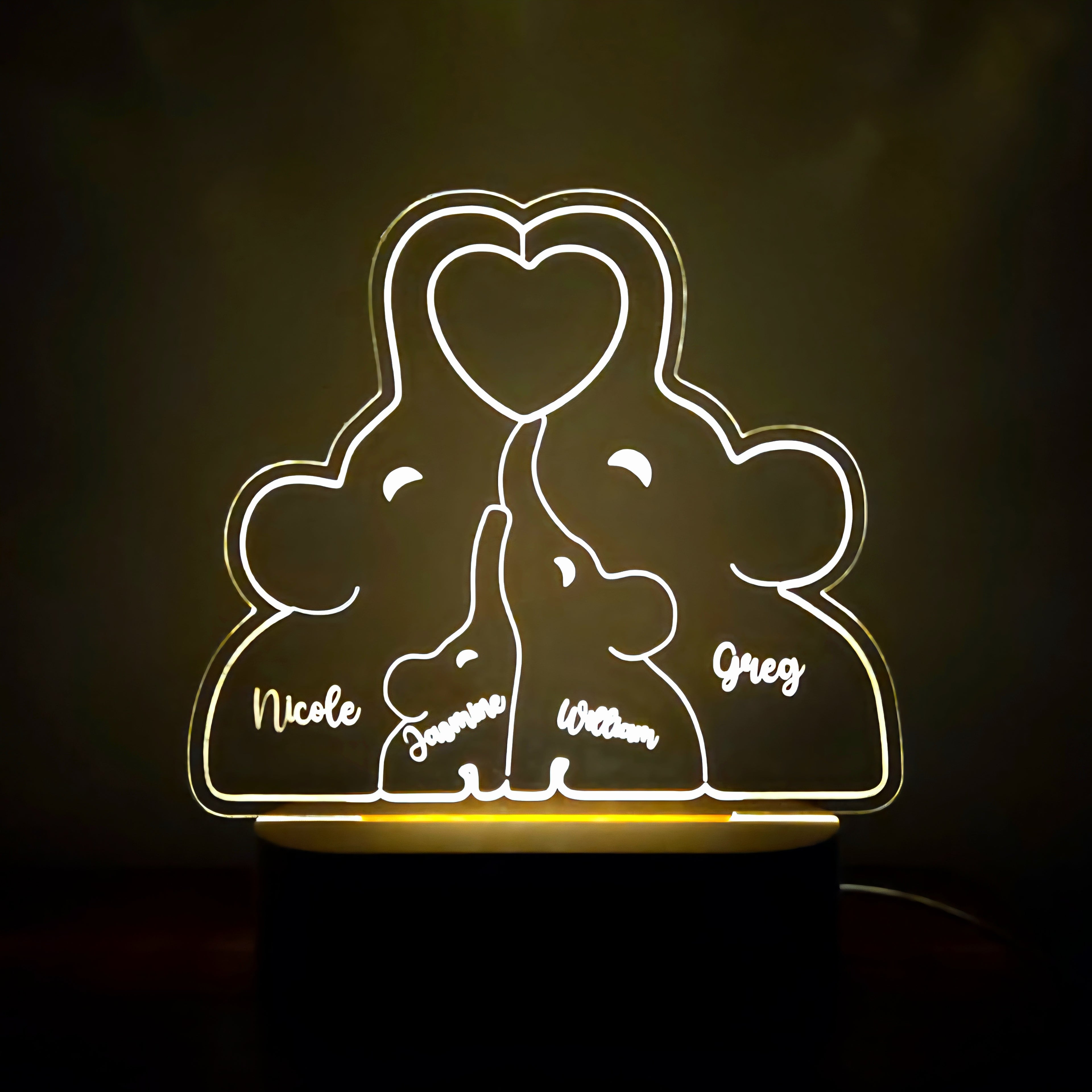 Personalised Animal Family Night Light – Up to 6 Names