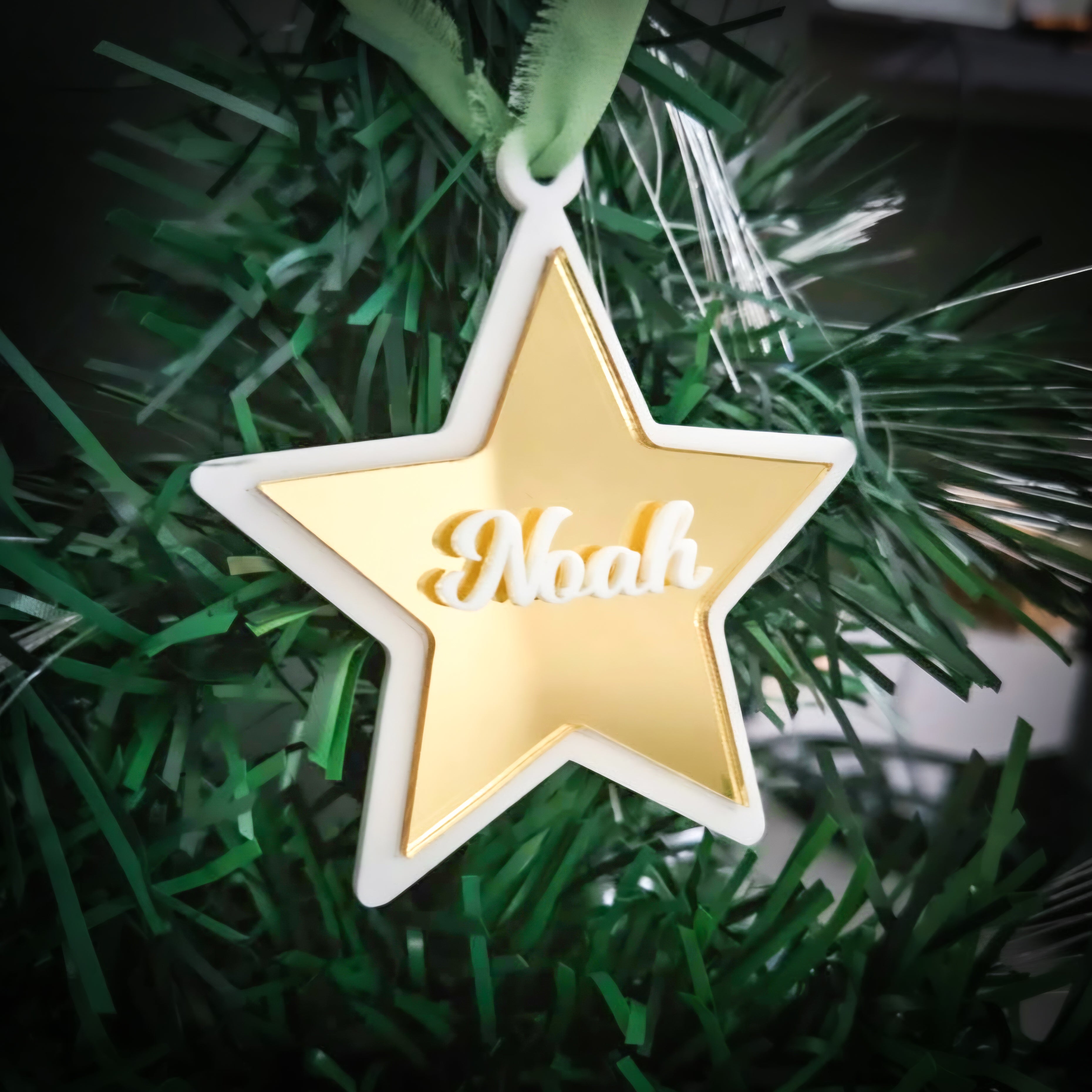 Personalised Star Christmas Ornament – Engraved or 3D Name