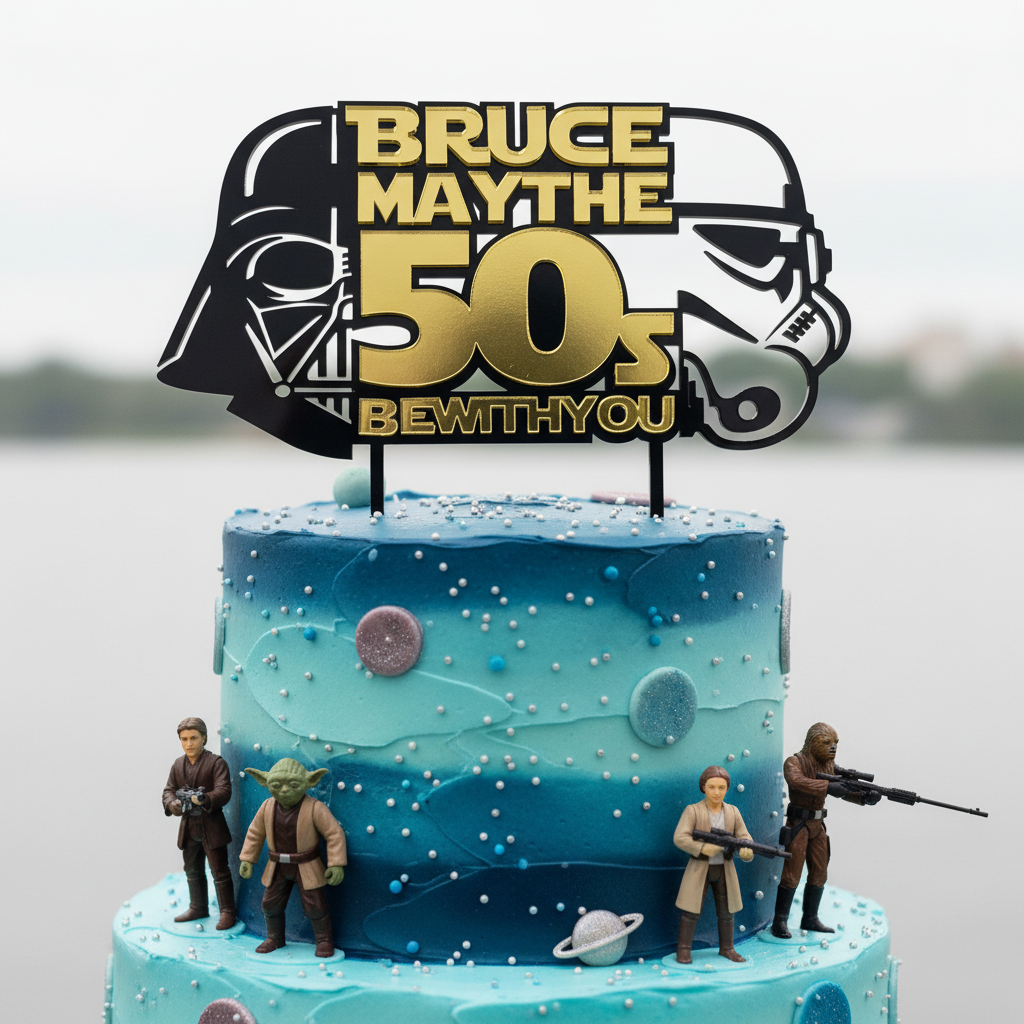 Star Wars Inspired Birthday Cake Topper – Personalised Name & Age