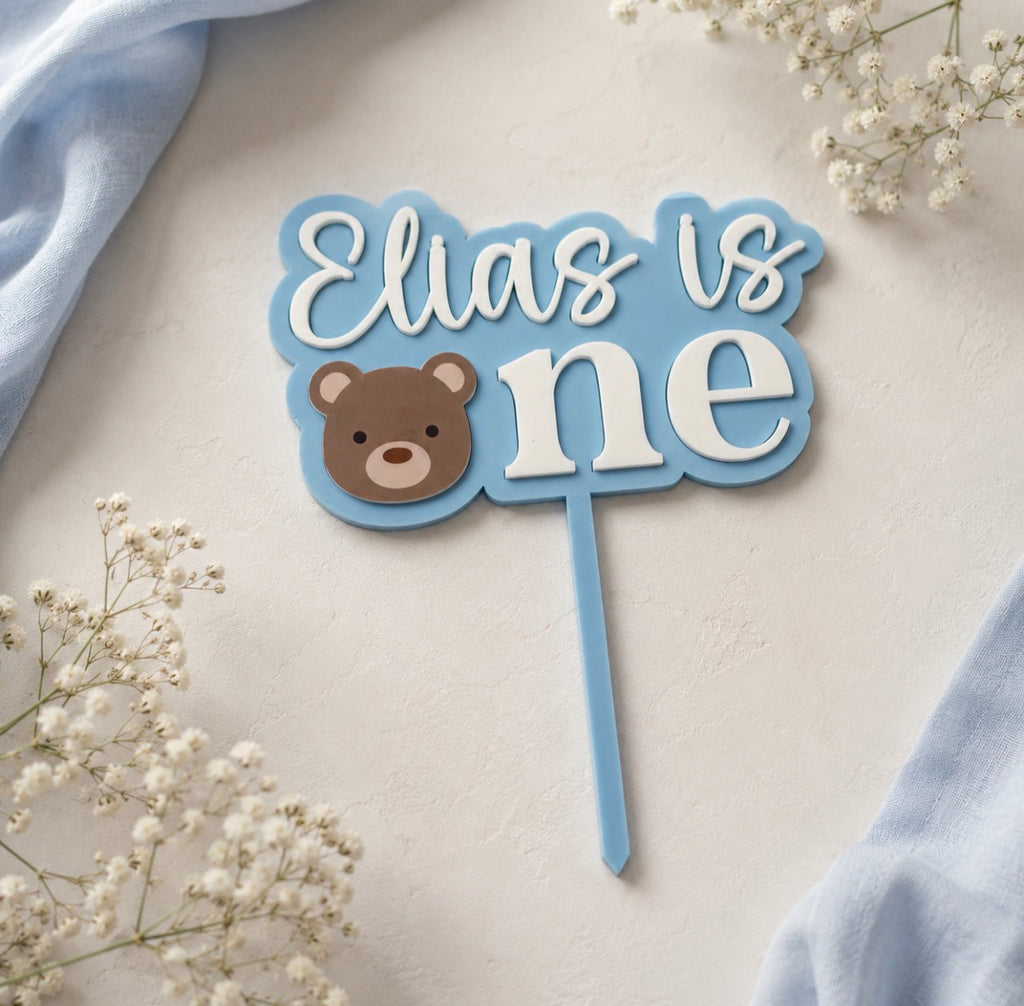 Personalised Teddy Bear First Birthday Cake Topper