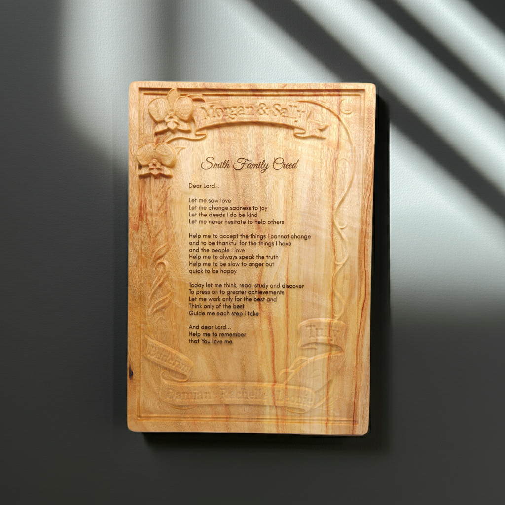 Custom Memorial Wooden Plaque – Carved & Engraved