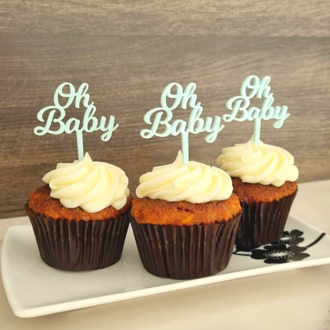 Oh Baby Cupcake Toppers – Set of 6 (Baby Shower Decoration)