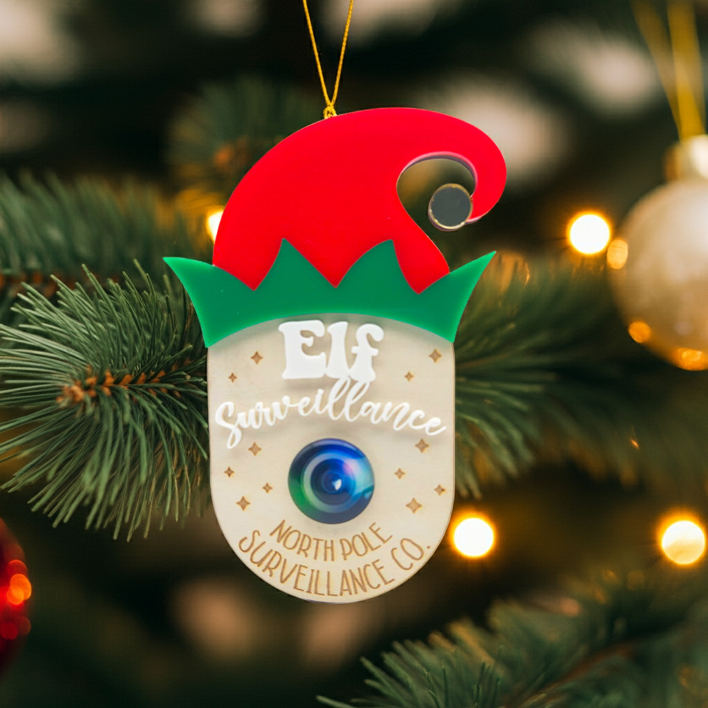 Elf Surveillance – North Pole Surveillance Co. Ornament