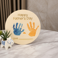 Custom Father’s Day Handprint Plaque – 29cm Wooden Round