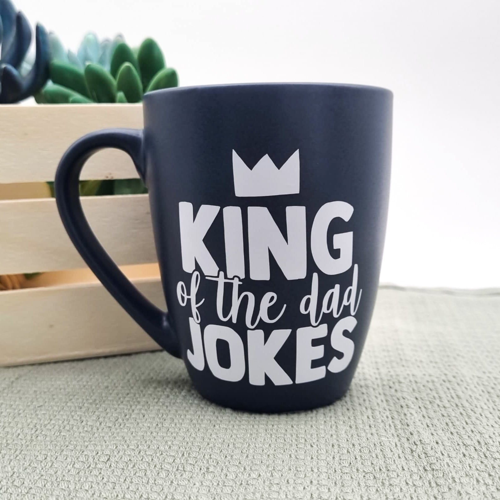 Father’s Day Gift Pack – “King of the Dad Jokes” Mug + Wooden Keyring