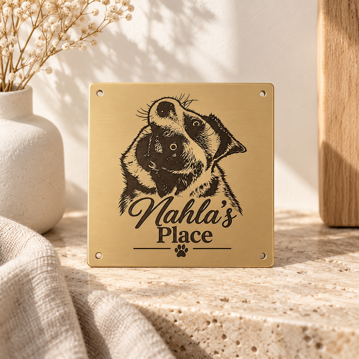 Premium Personalised Solid Brass Pet Memorial Plaque